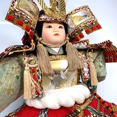 【お取引中】雲鶴作 子供武将飾 10号 大将 彫金 鷲 孔雀 日...