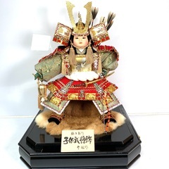 【お取引中】雲鶴作 子供武将飾 10号 大将 彫金 鷲 孔雀 日本人形 五月人形 こどもの日 置物 昭和レトロ ※オルゴール は鳴りません。伝統工芸品 元箱の画像