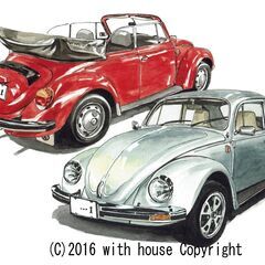 GC-007 ワーゲンビートル 限定版画 直筆サイン有 額装済 作家 平右ヱ門の画像