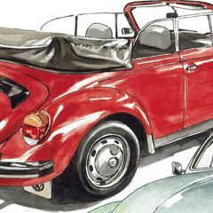 GC-007 ワーゲンビートル 限定版画 直筆サイン有 額装済 作家 平右ヱ門の画像