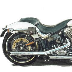 GB-001 ハーレーダビットソン 限定版画 直筆サイン有 額装済 作家 平右ヱ門の画像