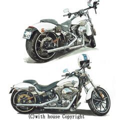 GB-003 ハーレーダビットソン 限定版画 直筆サイン有 額装済 作家 平右ヱ門の画像