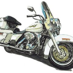 GB-006 ハーレーダビットソン 限定版画 直筆サイン有 額装済 作家 平右ヱ門の画像