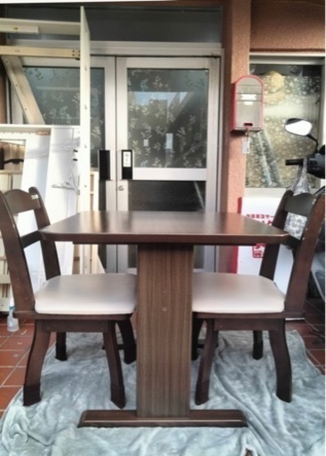 ニトリ伸縮ダイニングテーブル&回転イス2脚 テーブル 椅子 セット