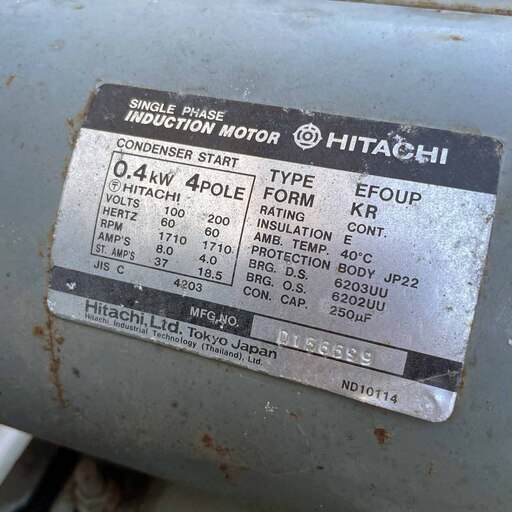 動作品 日立 エアーコンプレッサー 100V 0.4kw タンク容量38L 60Hz ベビコン 0.4P-7SA6