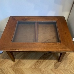 アンティーク　コレクションテーブル　センターガラス