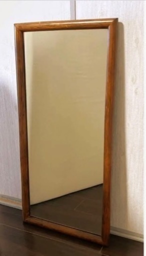 7日間限定 値下げ 美品】鏡 木製 インテリア 立て掛け式 姿見