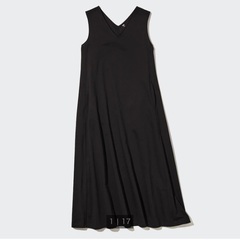 UNIQLO マーセライズドコットンAラインワンピース　ブラック
