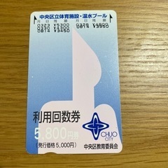 中央区立体育施設 温水プール 利用回数券 【残額3,450円】