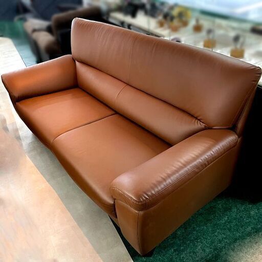 2人掛けソファー ライトブラウン 肘掛け W184×D85×H86㎝ 札幌市内配送可