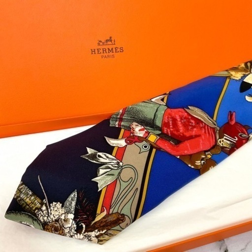 ガレ柄　⭐︎ HERMES ⭐︎ ユニセックス　スカーフ　ネクタイ　希少柄