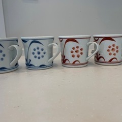 【ワンコイン】有田焼おしゃれな和風マックカップ　4個セット