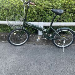 リサイクルショップどりーむ鹿大前店　No４８３　エコNo１４９２６X　自転車　20インチ　ギア切替付き♪　カーキカラー　整備済の画像