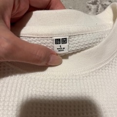 UNIQLO メンズ　ワッフル　ロンT 長袖　ホワイトの画像