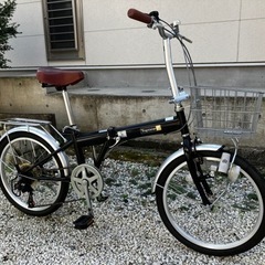 405、折りたたみ自転車20インチ(変速、カゴ、ライト付き)
