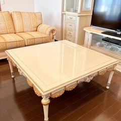 サイドテーブル　イタリア製　ローテーブル　美品　金彩