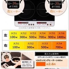 渋谷駅　アイリスオーヤマ 2口IHコンロ IHK-W1-Bの画像