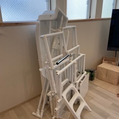 値下げ☆3段ジャングルジム　白　ロング滑り台　折り畳み　ブランコ...