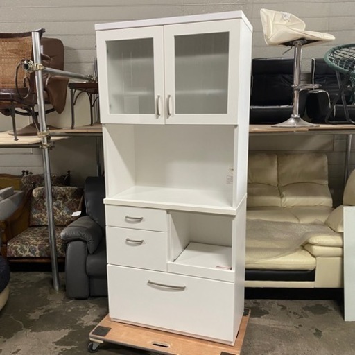 10/25 終 YK NITORI 食器棚 COPAIN コパン 80KB-WH ホワイト キッチンボード レンジボード ニトリ 菊倉YK