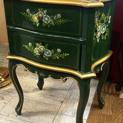 アンティーク☆猫脚 コンソールチェスト ロココ調 花模様 ペイント