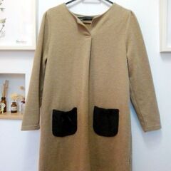 ポケットのリボンがかわいいワンピースLLサイズ