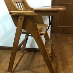 澤田木工所 ハイチェア テーブル付 折りたたみ式 木製ハイチェアの画像