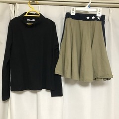 【140㎝女子】冬物トップス、フレアスカート　古着の画像
