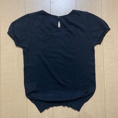 フランドル ルシャンブルドインエ 黒 コットン Uネック 半袖ニット Sサイズの画像