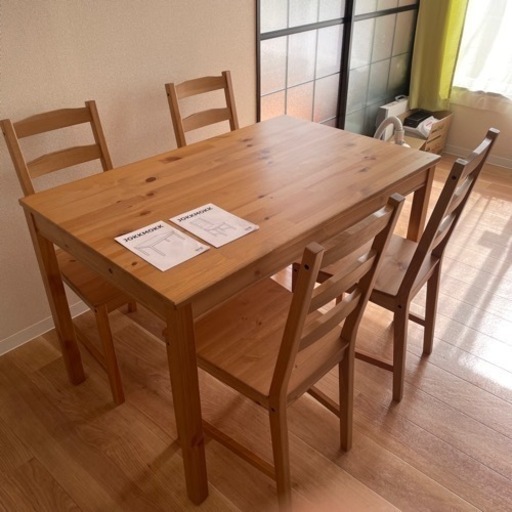 イケア　IKEA ヨックモック　テーブル＆チェア4脚　アンティークスティン