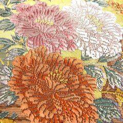 帯 袋帯 和装 本金箔 四季草花図屏風 草花 花 木 長さ 約436cm