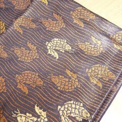 帯 袋帯 六通柄 紫系 縞模様 魚 長さ 約428cm 中古 和装 苫小牧西店の画像