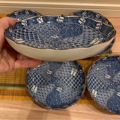 【未使用・美品】若尾商店 お皿 5枚セット 相撲 軍配柄 多治見の画像