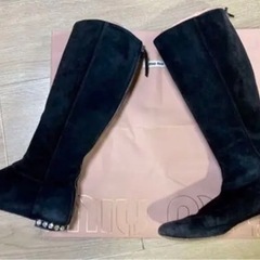 Miu Miu ブラックビジューブーツ　EUR38/24.5cm