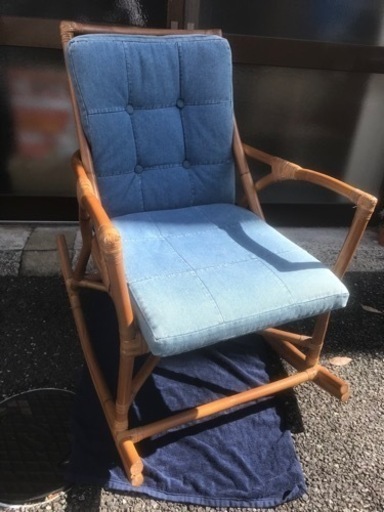 お洒落！　デニム生地 ロッキングチェア