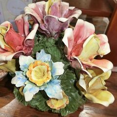 イタリア製 陶花 花 置物 オブジェ インテリア 【モノ市場東海店】151の画像