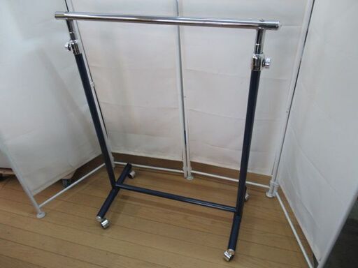 ハンガーラック/ステンレス製/キャスター付き/青/ブルー/105～170×82×42/中古品/J4616/
