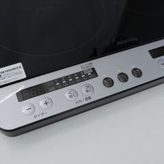 中古 2口IHクッキングヒーター アイリスオーヤマ IHK-W12P-B 2019年製 工事不要 1400Wの画像