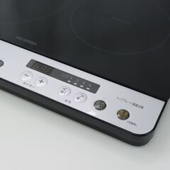 中古 2口IHクッキングヒーター アイリスオーヤマ IHK-W12P-B 2019年製 工事不要 1400Wの画像