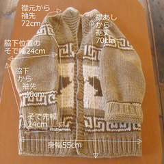 オーバーサイズ メイプル柄カウチン風ニットセーターの画像