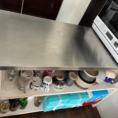ニトリ　作業台/食器棚/ワークテーブル　天板ステンレスの画像
