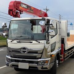 【U-0019】日野 レンジャーFE2ACA ユニック 新古車 450km R4年式　4段フックインラジコン 増トン ローダー セルフローダー　6400kgの画像