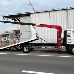 【U-0019】日野 レンジャーFE2ACA ユニック 新古車 450km R4年式　4段フックインラジコン 増トン ローダー セルフローダー　6400kgの画像