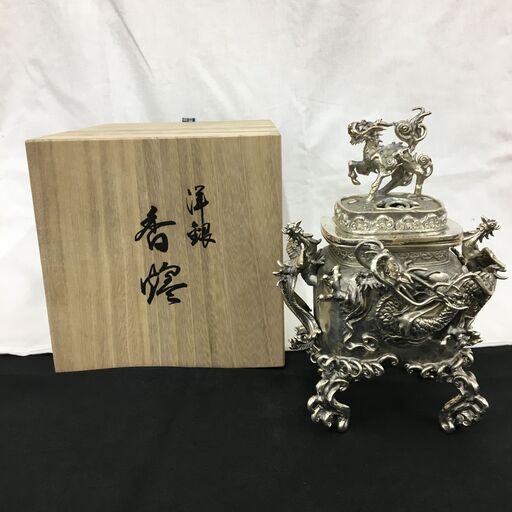 Wa288  四神細工香炉 高岡銅器  須賀 月芳作