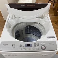 I622 ☆ SHARP 洗濯機 （4.5㎏）☆ 2019年製 ⭐動作確認済⭐