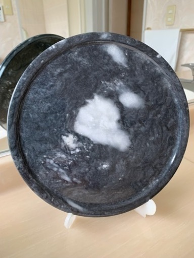 黒大理石の皿 大理石プレート スタンド付