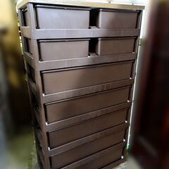 配送OK☆ 木目柄ダークブラウン 衣装ケース  チェスト  プラスチック 収納 クローゼットタンスの画像