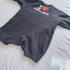 新生児〜（50.60.70）Ｉ♡papa&mama 長袖ロンパース　2着セットの画像