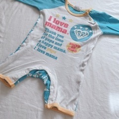 新生児〜（50.60.70）Ｉ♡papa&mama 長袖ロンパース　2着セットの画像
