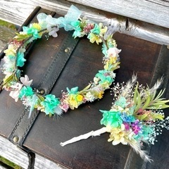 花かんむり　ベビー、キッズ、花嫁、ペット、ドール、結婚式、七五三、ファーストバースデーの画像
