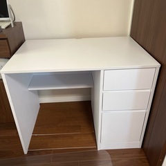デスク　机　美品　ホワイト　引出し付き　勉強机　パソコンデスク　